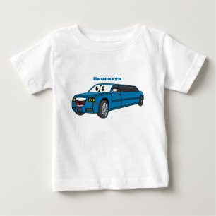 Cute happy blue Limousine cartoon car Baby T-Shirt