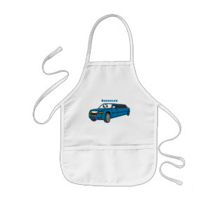 Cute happy blue Limousine cartoon car  Kids Apron