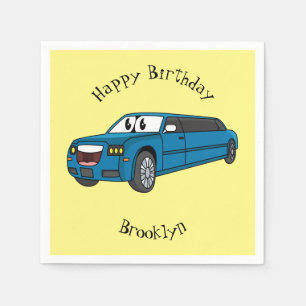 Cute happy blue Limousine cartoon car Napkin