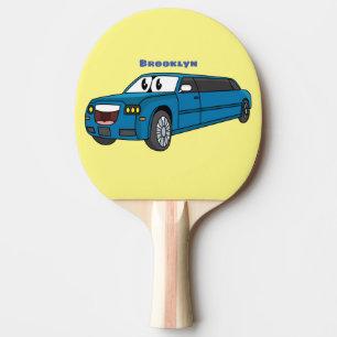 Cute happy blue Limousine cartoon car  Ping Pong Paddle