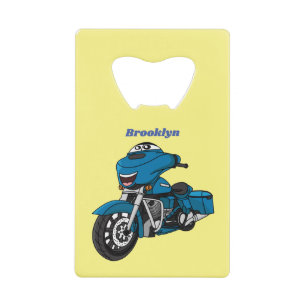 Cute happy blue motorcycle cartoon