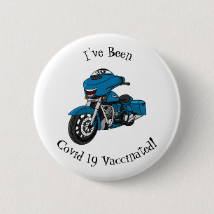 Cute happy blue motorcycle cartoon 6 cm round badge