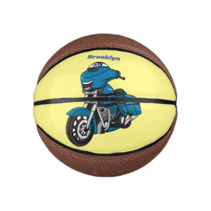 Cute happy blue motorcycle cartoon mini basketball