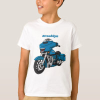 Cute happy blue motorcycle cartoon