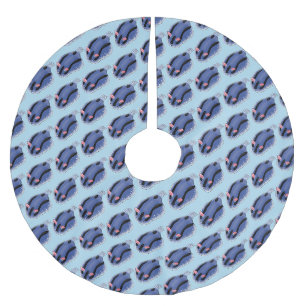 Cute happy blue nudibranch cartoon illustration brushed polyester tree skirt