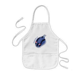 Cute happy blue nudibranch cartoon illustration kids apron