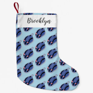 Cute happy blue nudibranch cartoon illustration small christmas stocking