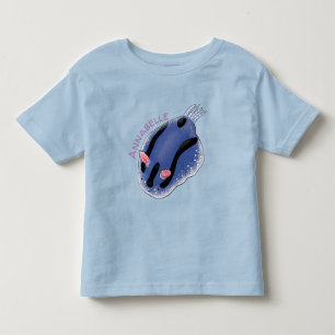 Cute happy blue nudibranch cartoon illustration toddler T-Shirt