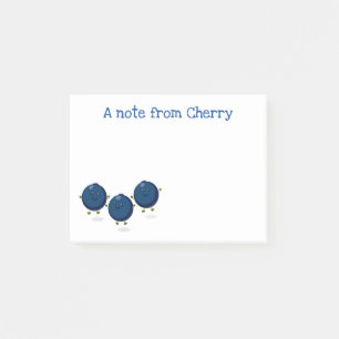 Cute happy blueberries cartoon illustration post-it notes