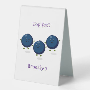 Cute happy blueberries purple cartoon illustration