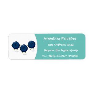 Cute happy blueberries purple cartoon illustration