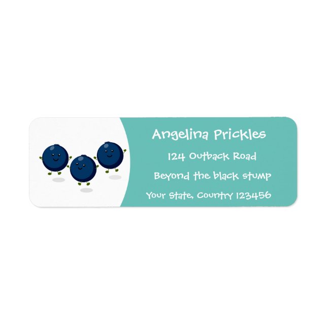 Cute happy blueberries purple cartoon illustration (Front)