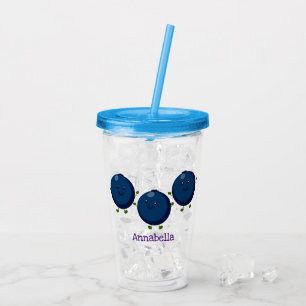 Cute happy blueberries purple cartoon illustration acrylic tumbler