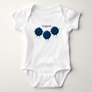 Cute happy blueberries purple cartoon illustration baby bodysuit