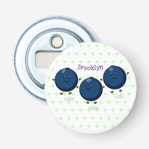 Cute happy blueberries purple cartoon illustration bottle opener