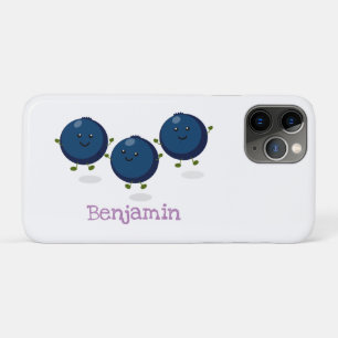 Cute happy blueberries purple cartoon illustration iPhone 11 pro case