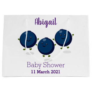 Cute happy blueberries purple cartoon illustration large gift bag