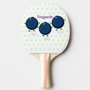 Cute happy blueberries purple cartoon illustration ping pong paddle
