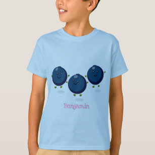 Cute happy blueberries purple cartoon illustration T-Shirt