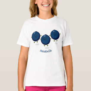 Cute happy blueberries purple cartoon illustration T-Shirt