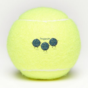 Cute happy blueberries purple cartoon illustration tennis balls