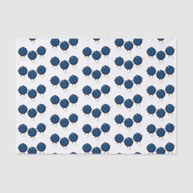 Cute happy blueberries purple cartoon illustration tissue paper (Front)
