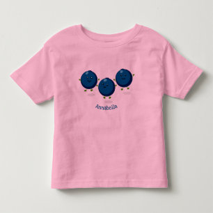 Cute happy blueberries purple cartoon illustration toddler T-Shirt