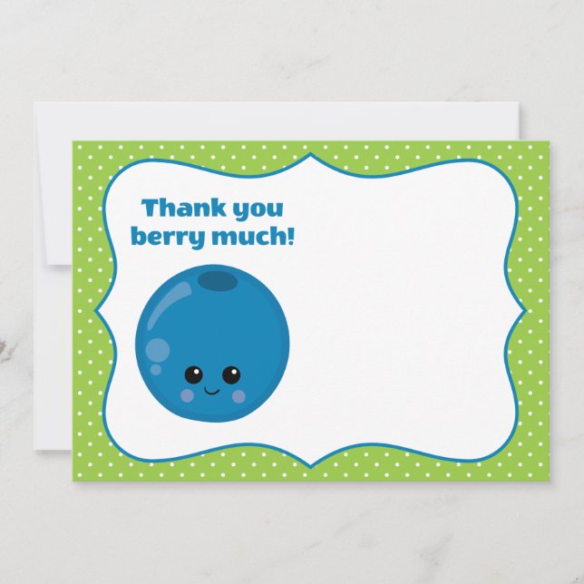 Cute Happy Blueberry Thank You Berry Much Card (Front)
