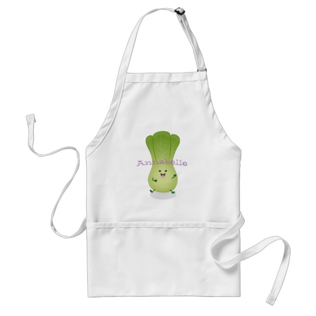 Cute happy bok choy cartoon illustration standard apron (Front)