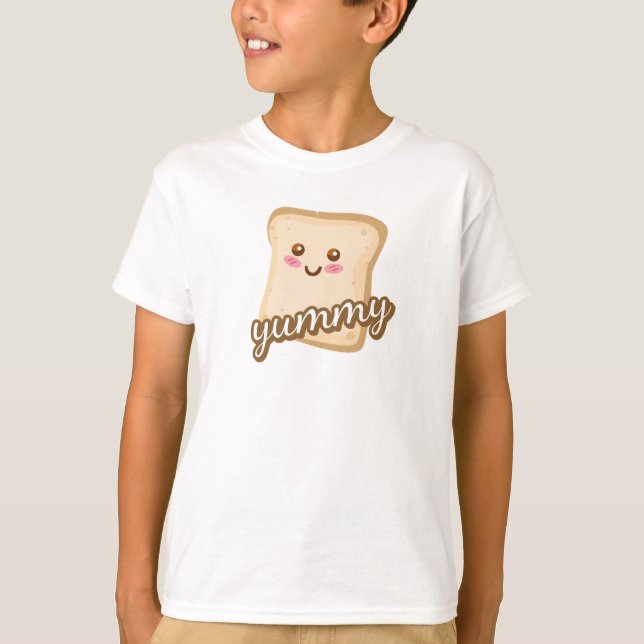 Cute Happy Bread Drawing Art T-Shirt (Front)