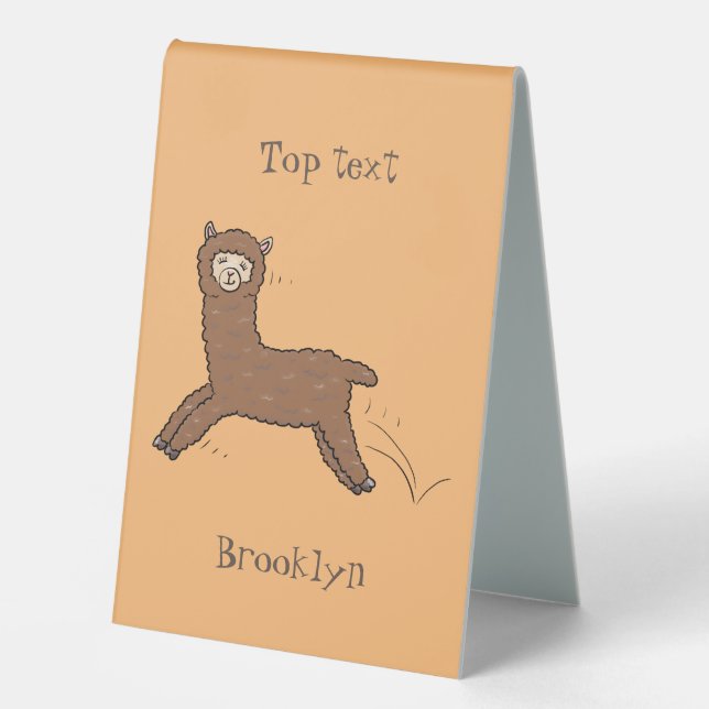 Cute happy brown alpaca cartoon (Front)
