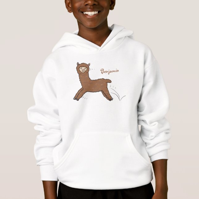 Cute happy brown alpaca cartoon (Front)