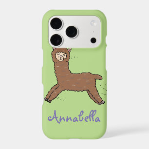Cute happy brown alpaca cartoon