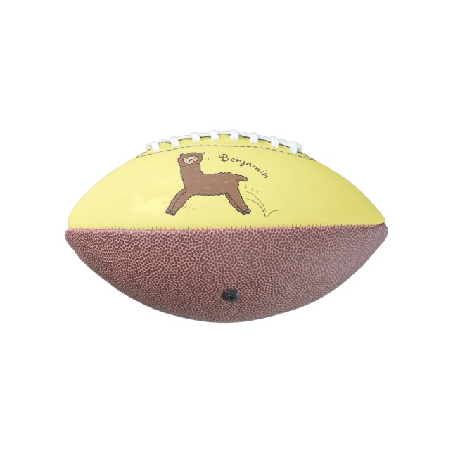Cute happy brown alpaca cartoon american football (Rotated 270)