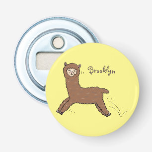 Cute happy brown alpaca cartoon bottle opener