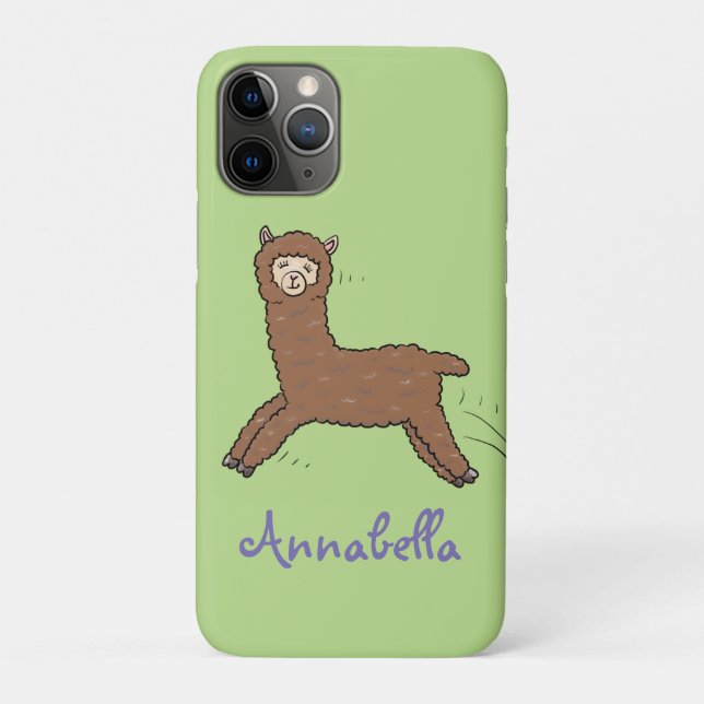 Cute happy brown alpaca cartoon Case-Mate iPhone case (Back)