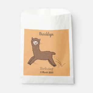 Cute happy brown alpaca cartoon favour bags