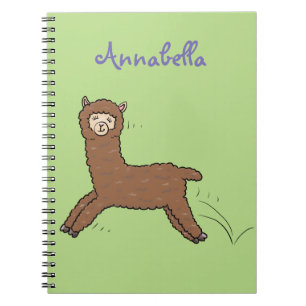 Cute happy brown alpaca cartoon notebook