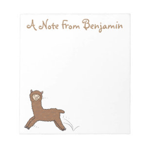 Cute happy brown alpaca cartoon notepad