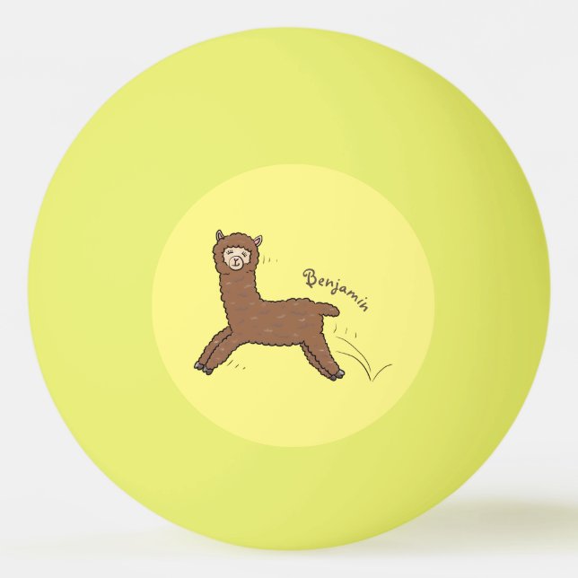 Cute happy brown alpaca cartoon ping pong ball (Front)