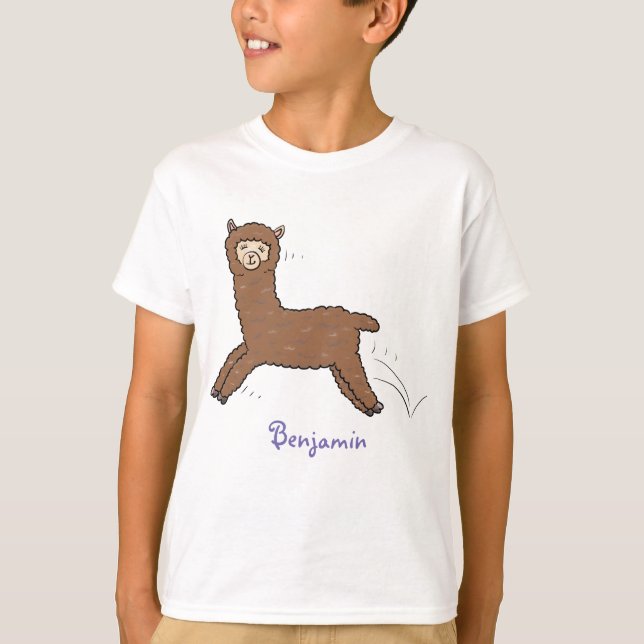 Cute happy brown alpaca cartoon T-Shirt (Front)
