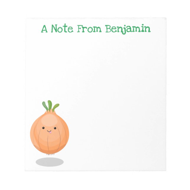 Cute  happy brown onion cartoon illustration notepad (Front)