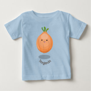 Cute happy brown onion green cartoon illustration baby T-Shirt