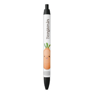 Cute happy brown onion green cartoon illustration black ink pen