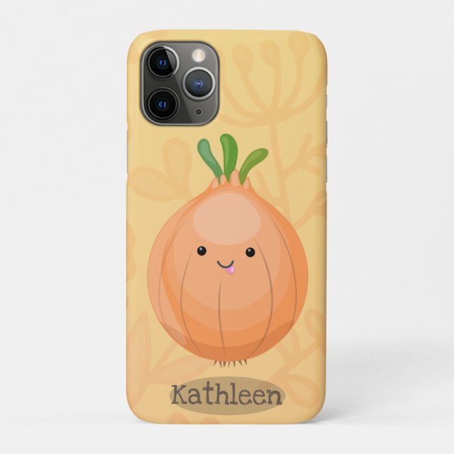 Cute happy brown onion green cartoon illustration Case-Mate iPhone case (Back)