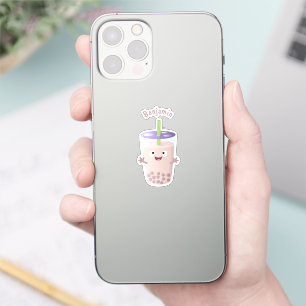 Cute happy bubble tea boba cartoon character