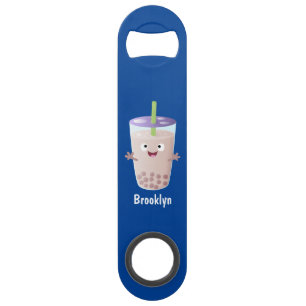 Cute happy bubble tea boba cartoon character