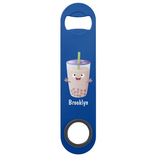 Cute happy bubble tea boba cartoon character (Front)