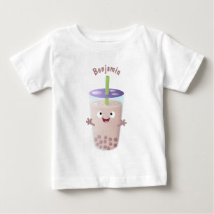 Cute happy bubble tea boba cartoon character baby T-Shirt
