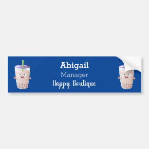 Cute happy bubble tea boba cartoon character  bumper sticker